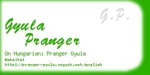 gyula pranger business card